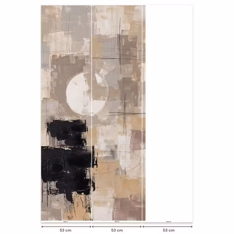 Abstract - Cirkel - Modern - Beige - Zwart - Minimalistisch Behang Vlies klein -USP_banen