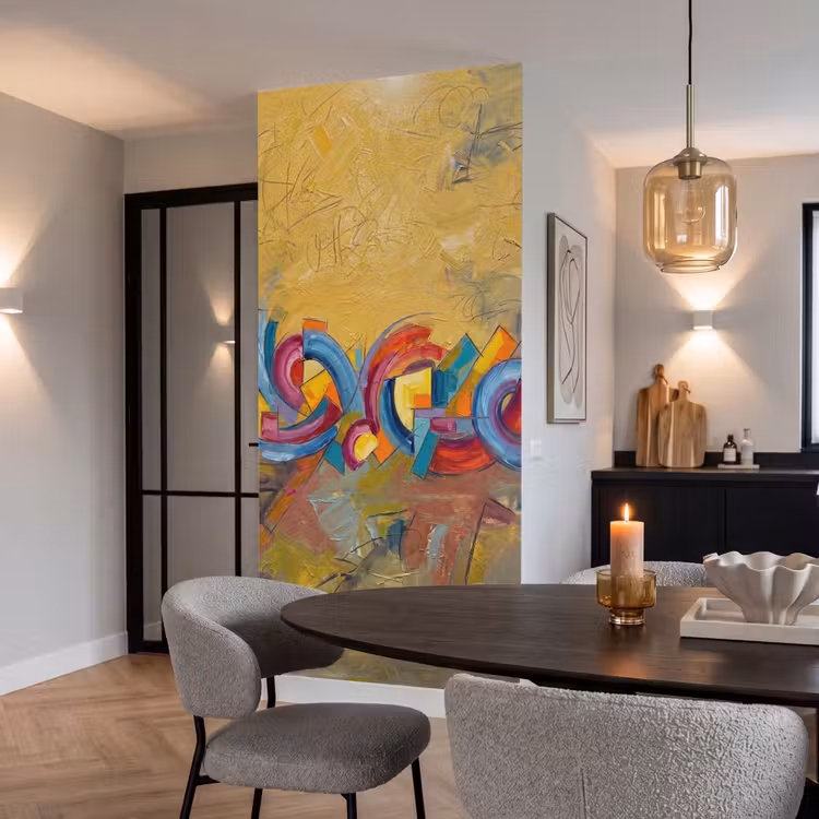 Abstract - Cirkels - Schilderij - Kleurrijk - Dynamisch Behang Vlies klein -sfeer3