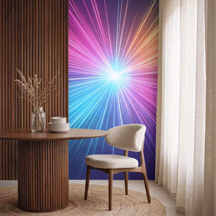 Abstract - Light - Burst - Modern - Colorful Behang Vlies klein -sfeer1