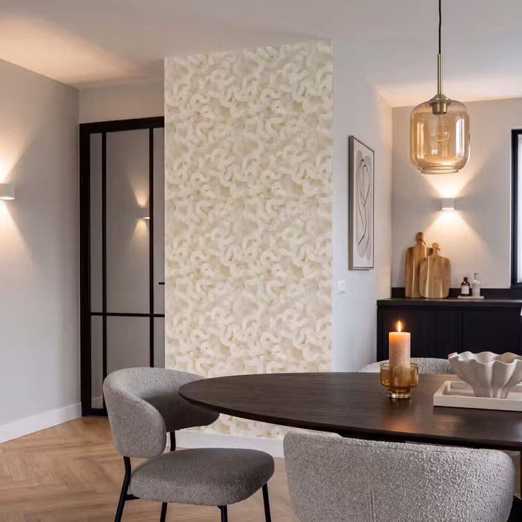 Abstract - Lijnen - Beige Behang Vlies klein 1076 -sfeer3