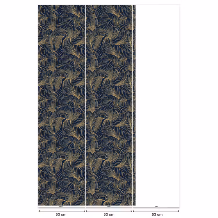 Abstract - Lijnen - Blauw - Goud Behang Vlies klein 1076 -USP_banen