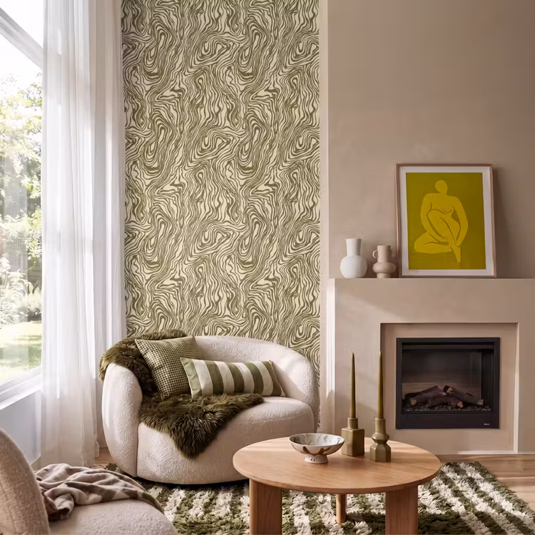 Abstract - Marmer - Groen Behang Vlies klein 1076 -sfeer2