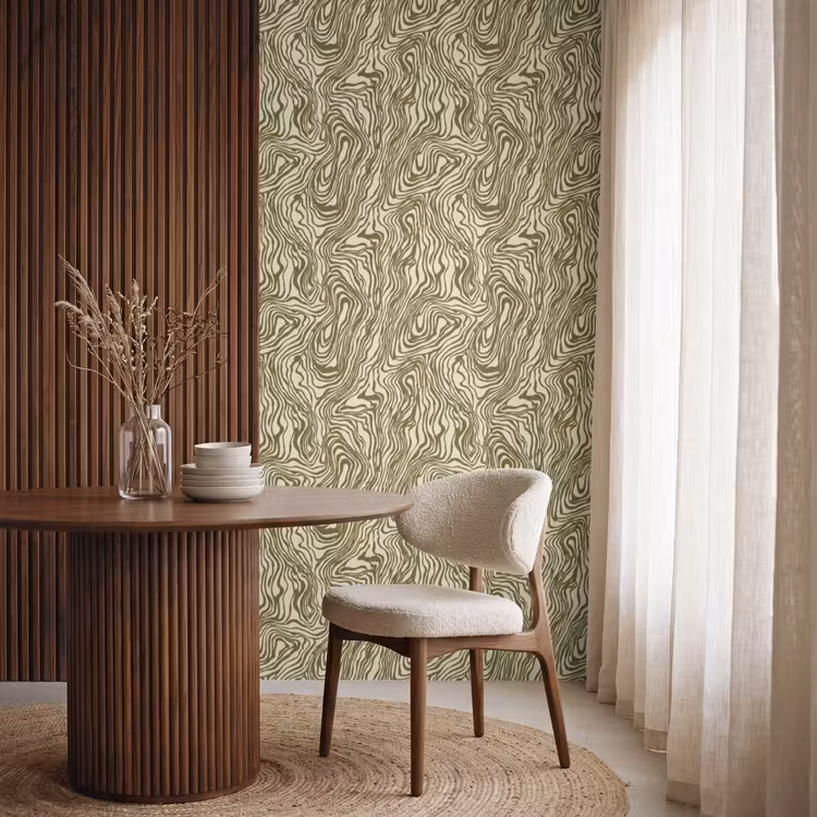 Abstract - Marmer - Groen Behang Vlies klein 1076 -sfeer1