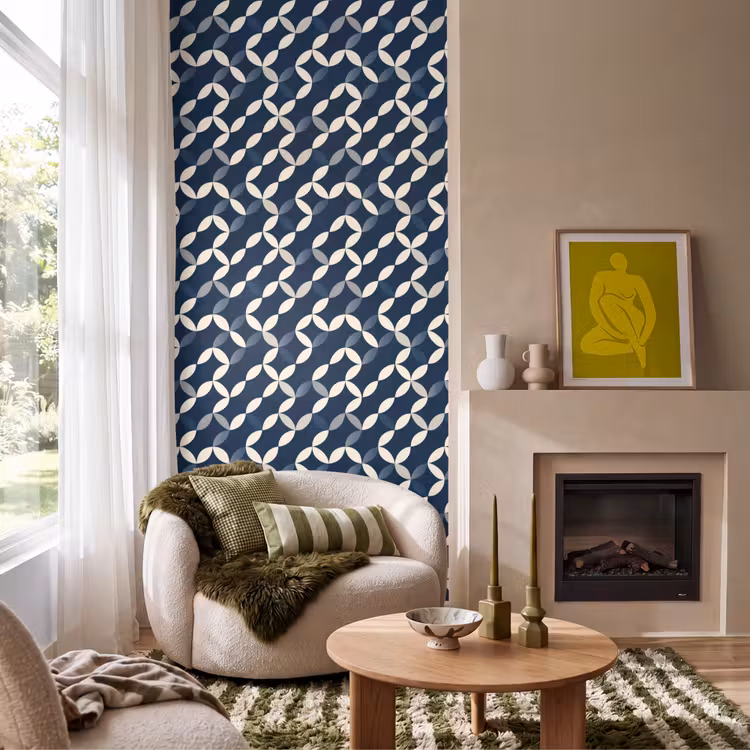 Abstract - Patroon - Blauw Behang Vlies klein 1076 -sfeer2