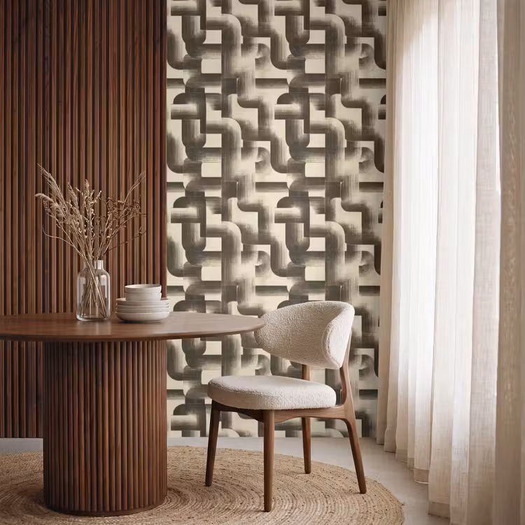 Abstract - Retro - Zwart Behang Vlies klein 1076 -sfeer1