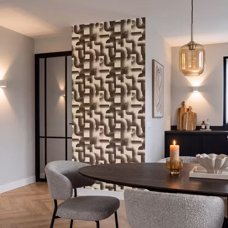 Abstract - Retro - Zwart Behang Vlies klein 1076 -sfeer3