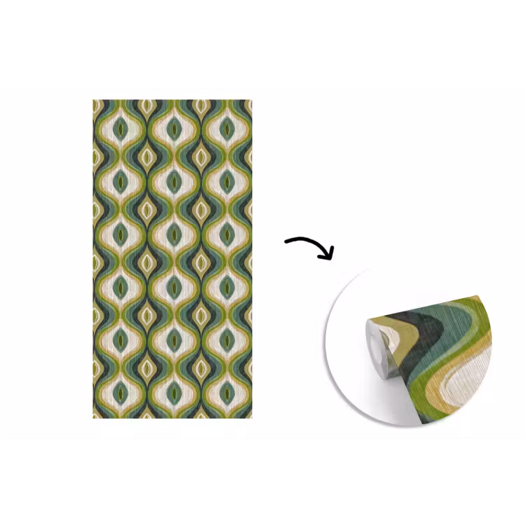 Abstract - Ritmisch - Groen fotobehang vinyl groot 64 -3d