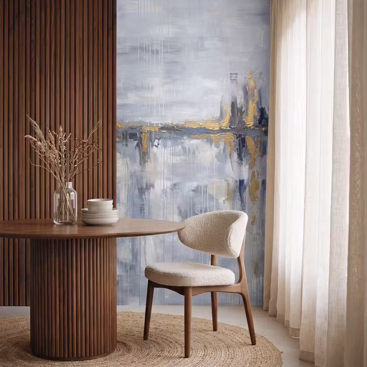Abstract - Structuur - Goud - Grijs - Modern Behang Vlies klein -sfeer1