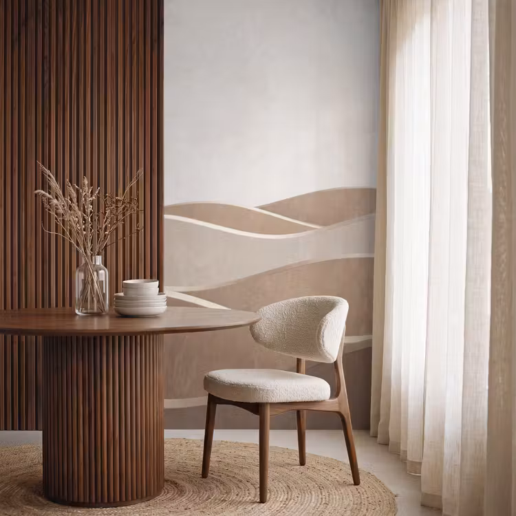 Abstract - Golven - Modern - Beige Behang Vlies klein -sfeer1