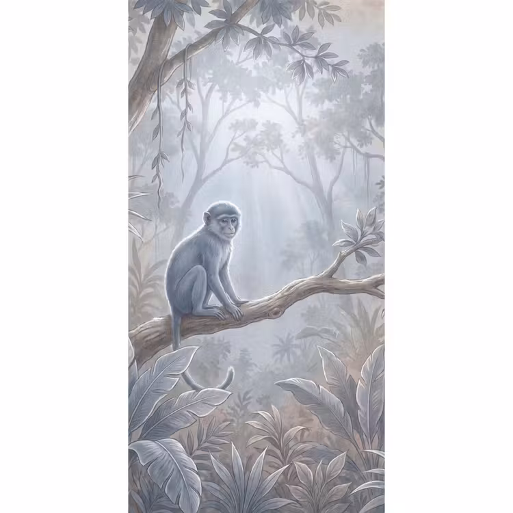 Aap - Boom - Jungle - Natuur - Grijs Behang Vlies klein -3d_website