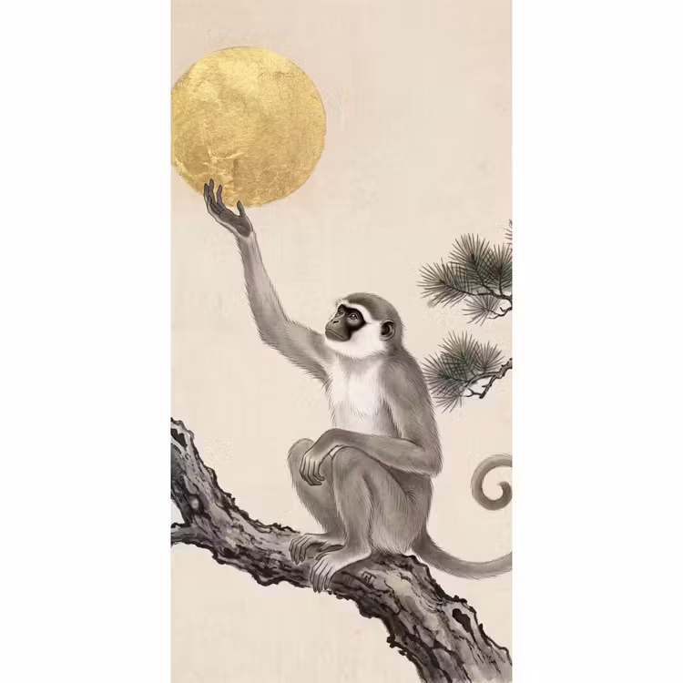 Aap - Maan - Goud Behang Vlies klein -3d_website