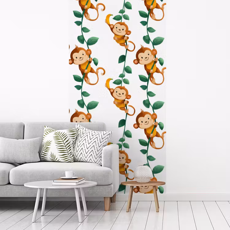 Apen - Lianen - Kleurrijk fotobehang vinyl groot 64 -woonkamer