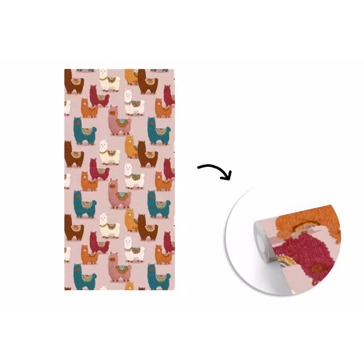 Alpaca's - Patroon - Kleurrijk fotobehang vinyl groot 64 -3d
