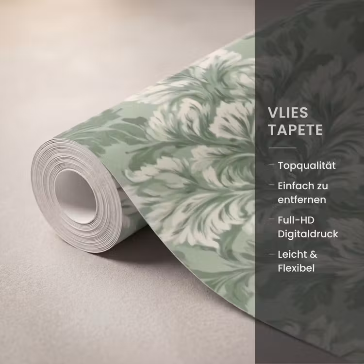 Sierlijk - Lichtgroen - Planten - Patroon - Getailleerd Behang Vlies klein 1076 -USP_closeupDE