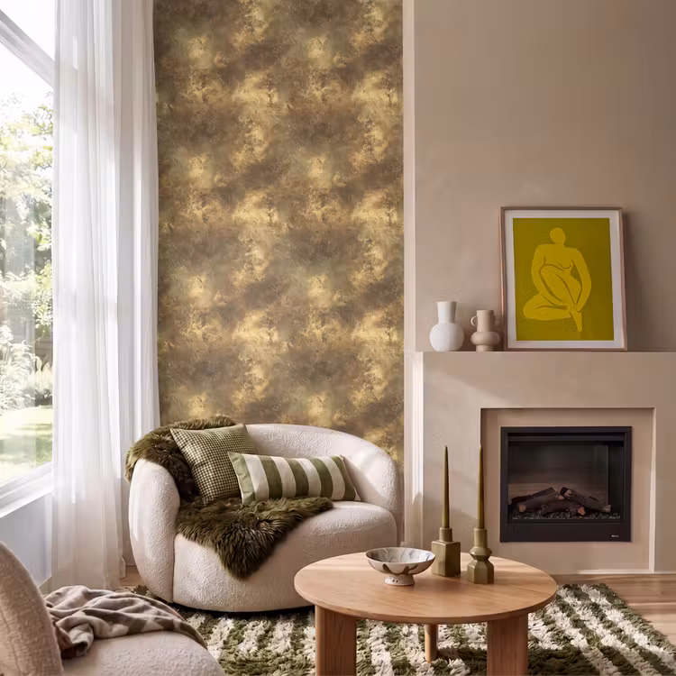 Antiek - Metaallook - Goud Behang Vlies klein 1076 -sfeer2