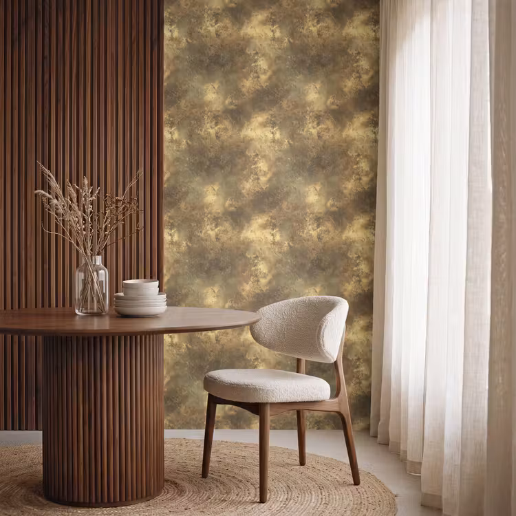 Antiek - Metaallook - Goud Behang Vlies klein 1076 -sfeer1