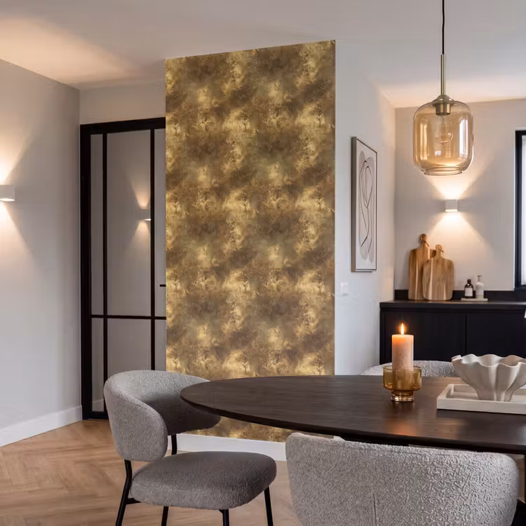 Antiek - Metaallook - Goud Behang Vlies klein 1076 -sfeer3