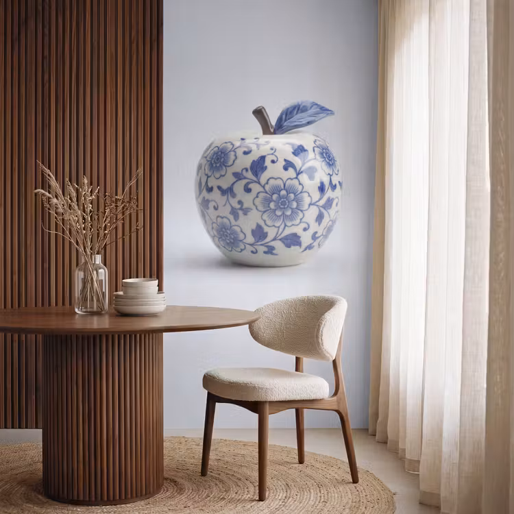 Appel - Blauw - Klassiek Behang Vlies klein -sfeer1