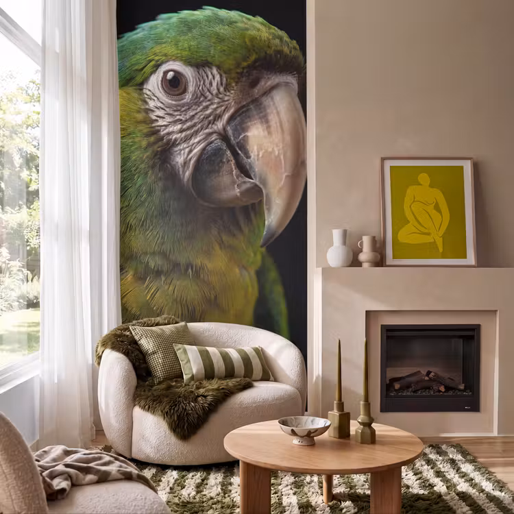 Ara - Portret - Groen Behang Vlies klein -sfeer2