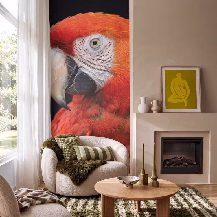 Ara - Portret - Rood Behang Vlies klein -sfeer2