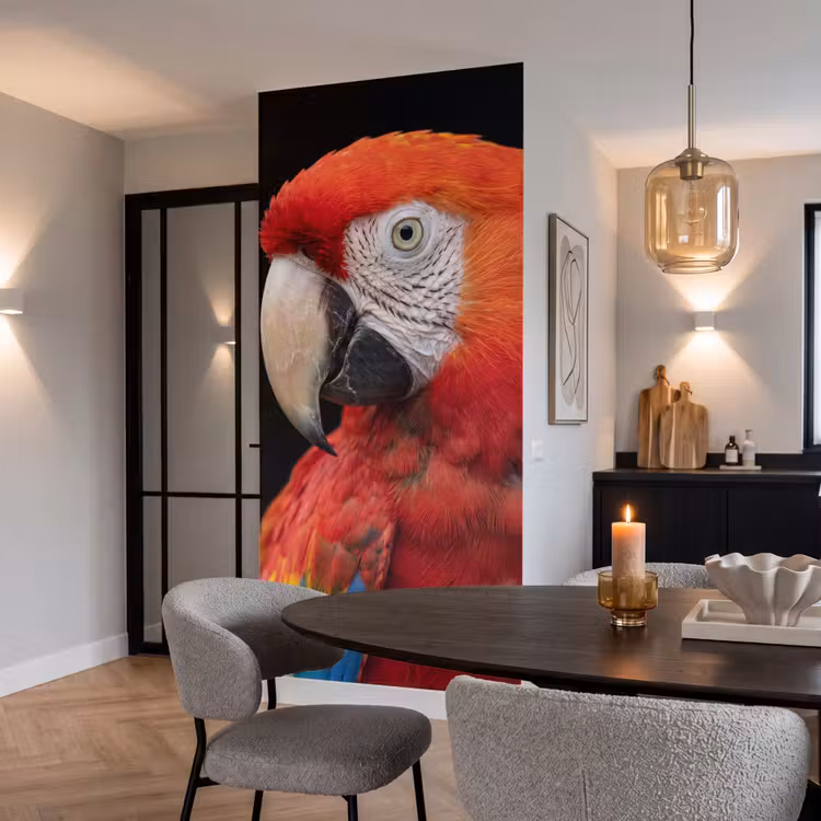 Ara - Portret - Rood Behang Vlies klein -sfeer3