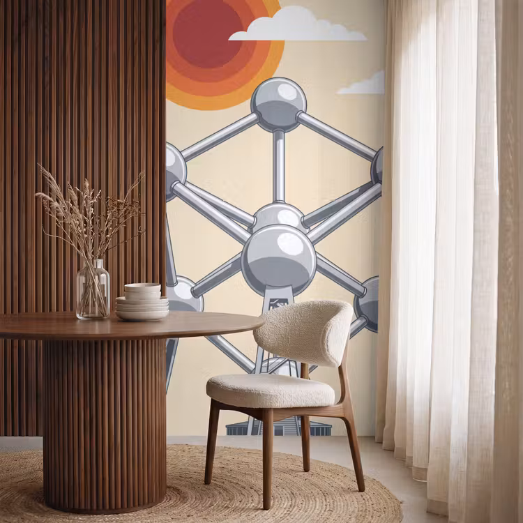 Architectuur - Geometrie - Stad - Modern - Grijs Behang Vlies klein -sfeer1