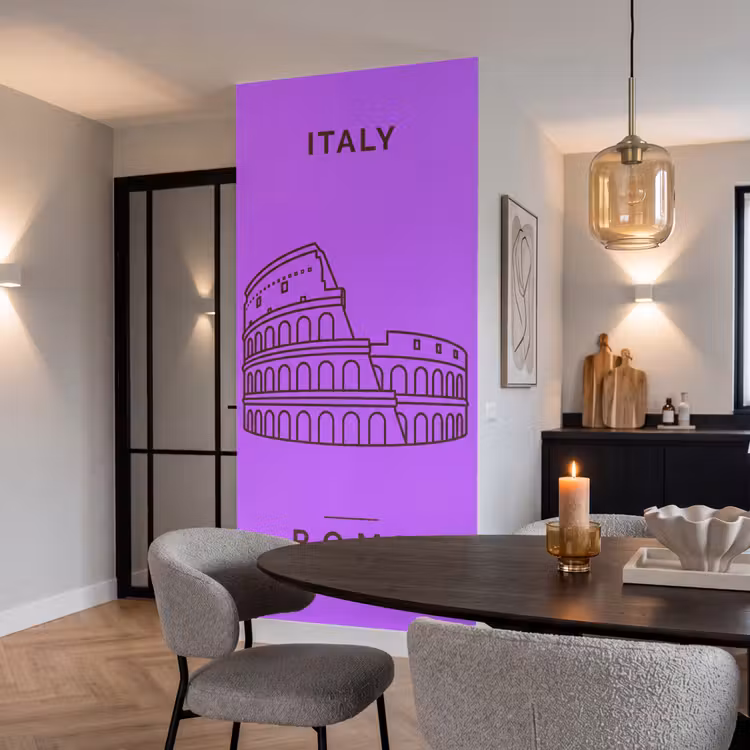 Architectuur - Colosseum - Rome - Minimalistisch - Paars Behang Vlies klein -sfeer3