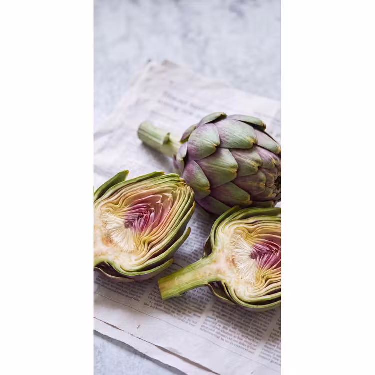 Tapete - Artischocke – aufgeschnitten – Essen - Artisjok - Doorgesneden - Eten Behang Vlies klein