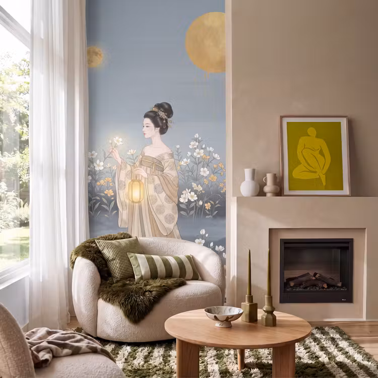 Aziatisch - Vrouw - Kimono Behang Vlies klein -sfeer2