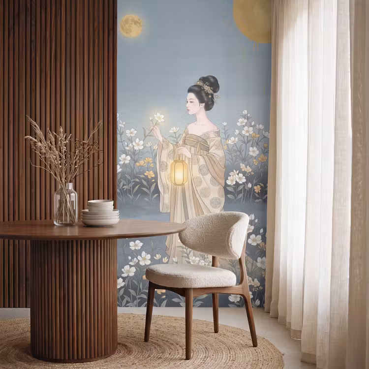 Aziatisch - Vrouw - Kimono Behang Vlies klein -sfeer1