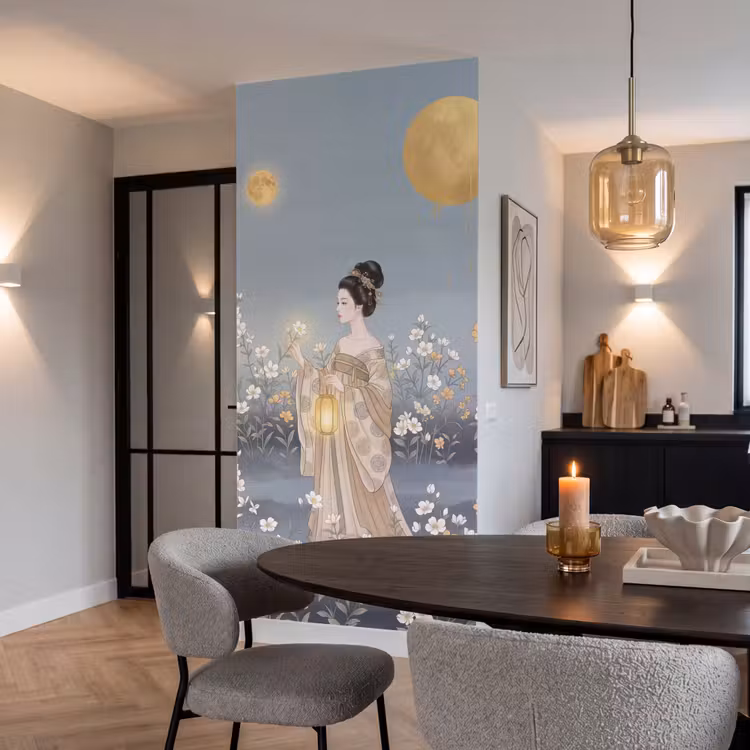 Aziatisch - Vrouw - Kimono Behang Vlies klein -sfeer3