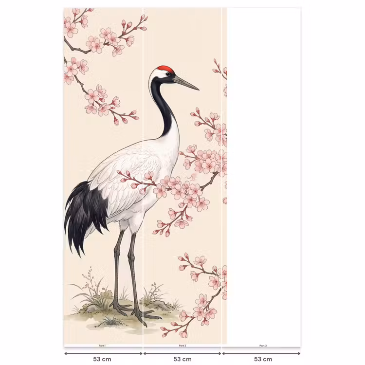 Aziatisch - Kraanvogel - Beige Behang Vlies klein -USP_banen
