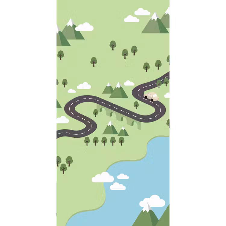 Auto - Bergweg - Natuur - Illustratie Behang Vlies klein -3d_website