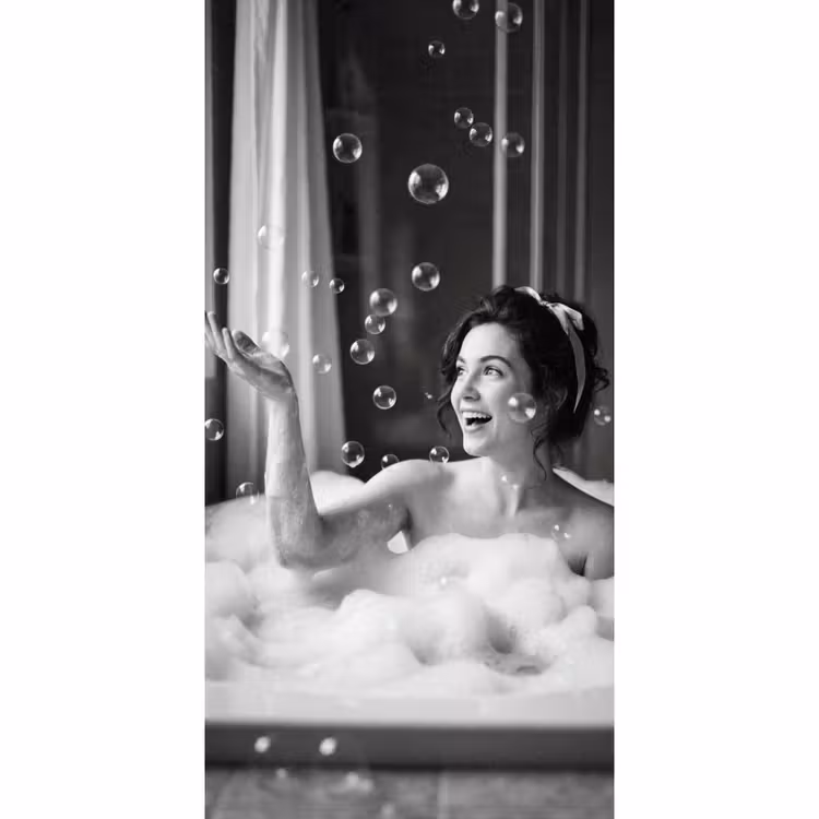 Bad - Bubbels - Zwart - Wit Behang Vlies klein -3d_website