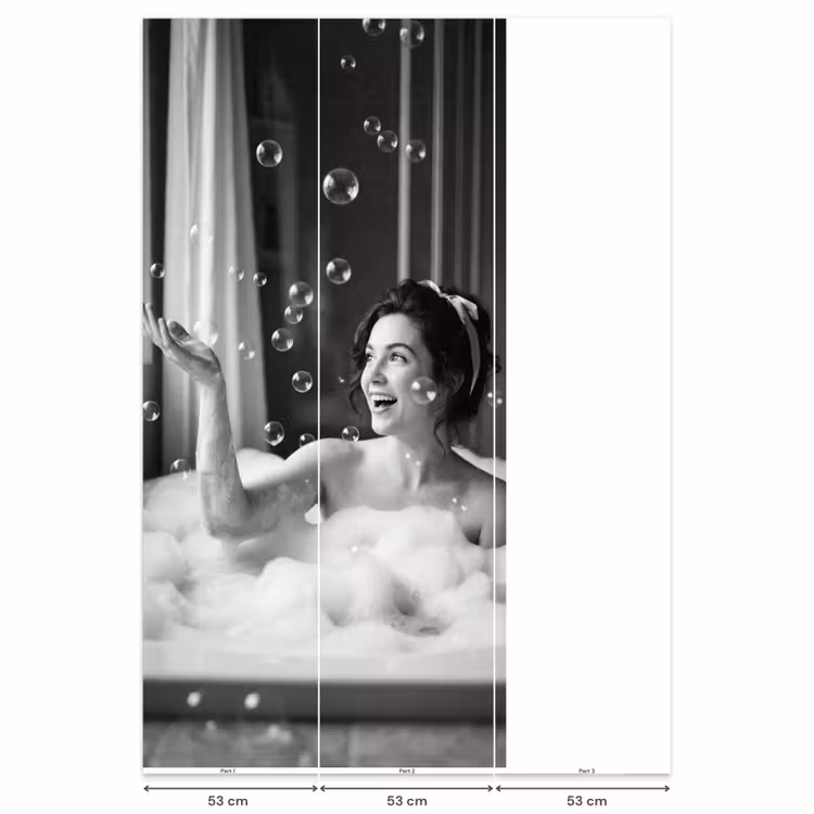 Bad - Bubbels - Zwart - Wit Behang Vlies klein -USP_banen