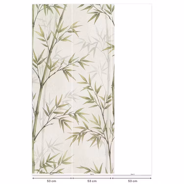Bamboe - Bladeren - Natuur - Aquarel - Groen Behang Vlies klein -USP_banen