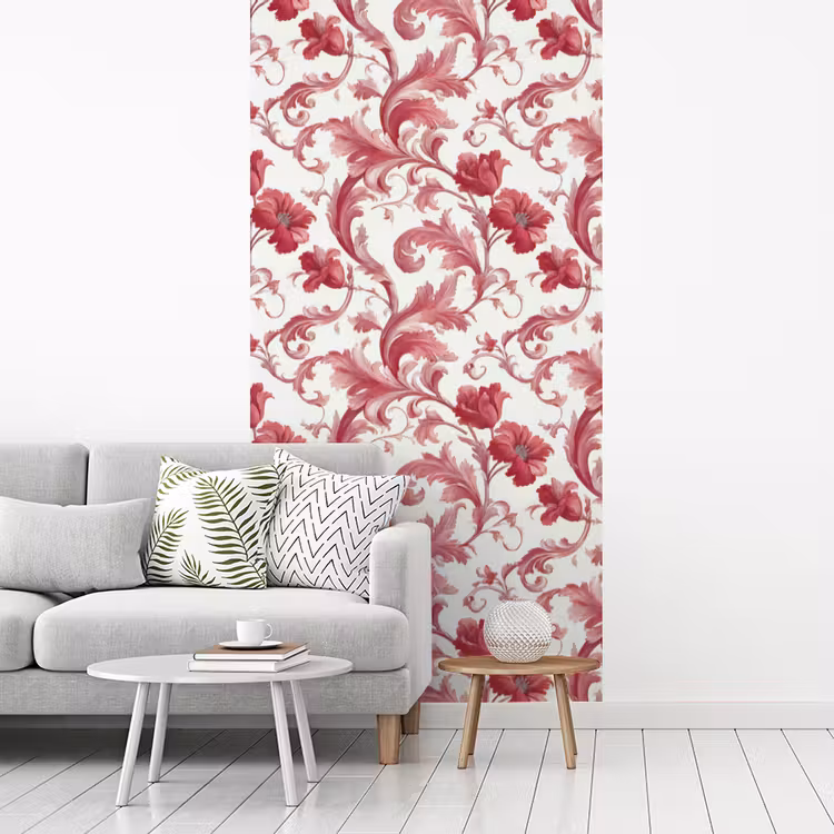 Barok - Patroon - Rood fotobehang vinyl groot 64 -woonkamer