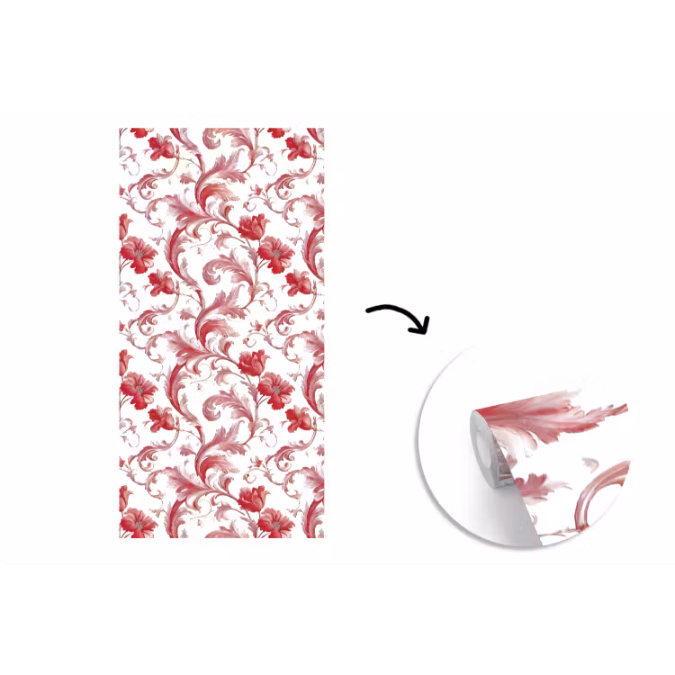 Barok - Patroon - Rood fotobehang vinyl groot 64 -3d