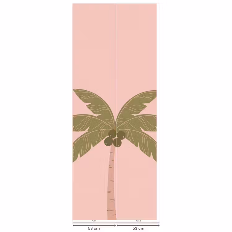 Boom - Palm - Natuur - Illustratie - Roze Behang Vlies klein -USP_banen