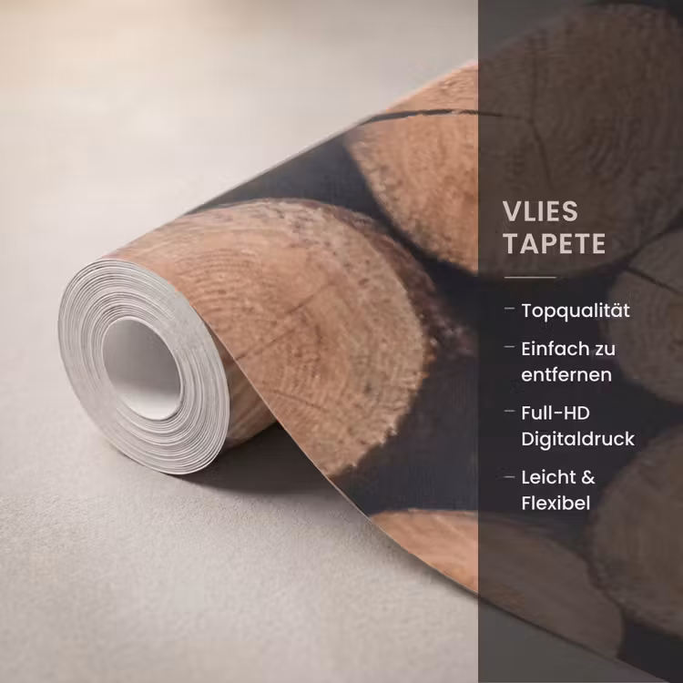 Houtblokken - Textuur - Patroon - Bruin - Rustiek Behang Vlies klein -USP_closeupDE