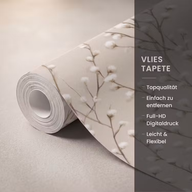 Katoen - Natuur - Taupe Behang Vlies klein 1076 -USP_closeupDE