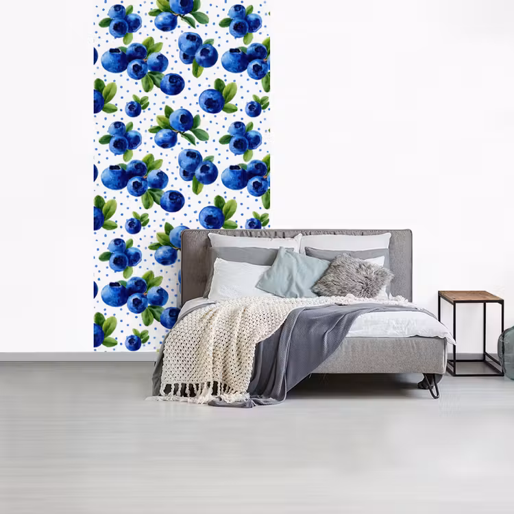 Bessen - Patroon - Blauw fotobehang vinyl groot 64 -slaapkamer