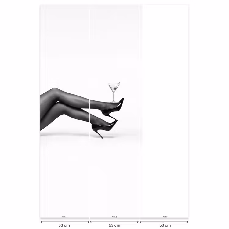Benen - Hakken - Glas - Zwart - Wit - Speels Behang Vlies klein -USP_banen