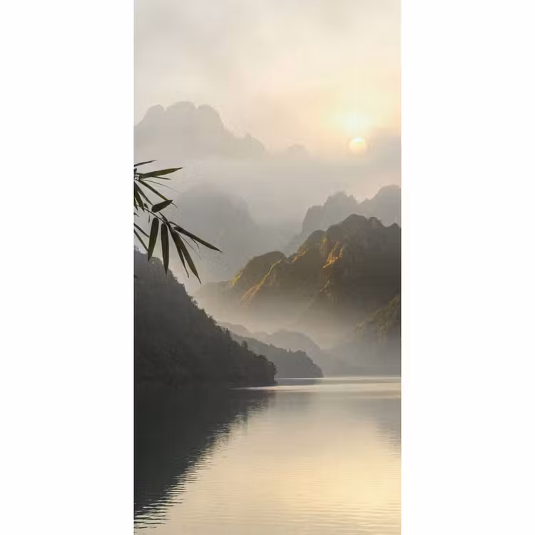 Bergen - Water - Mist - Natuur - Landschap Behang Vlies klein -3d_website