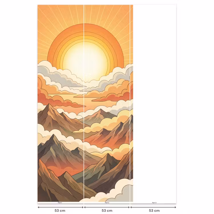 Bergen - Wolken - Natuur - Zonsopgang - Oranje Behang Vlies klein -USP_banen