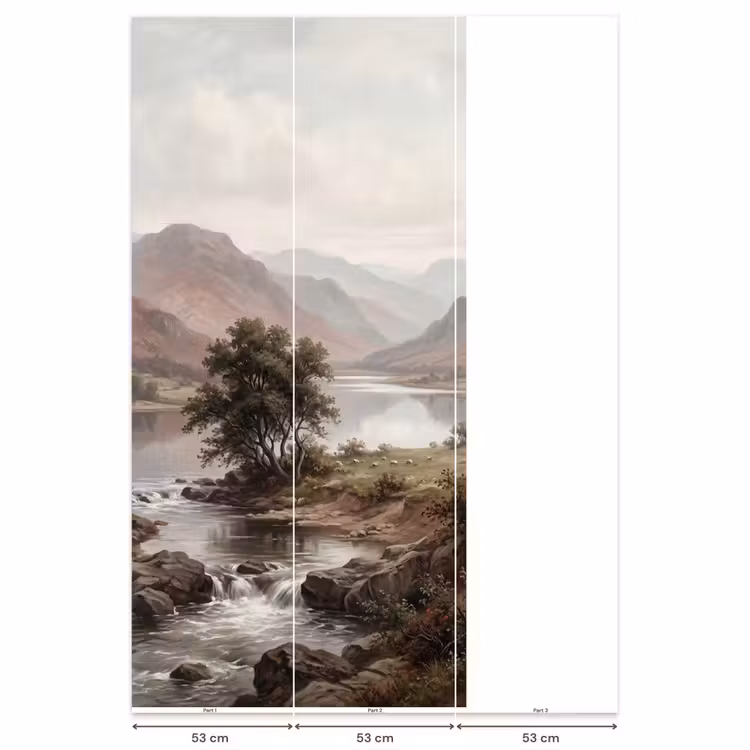 Berglandschap - Meer - Bergen - Vallei - Klassiek Behang Vlies klein -USP_banen