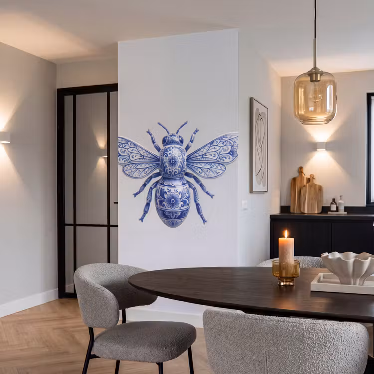 Bij - Modern - Delfts - Blauw Behang Vlies klein -sfeer3