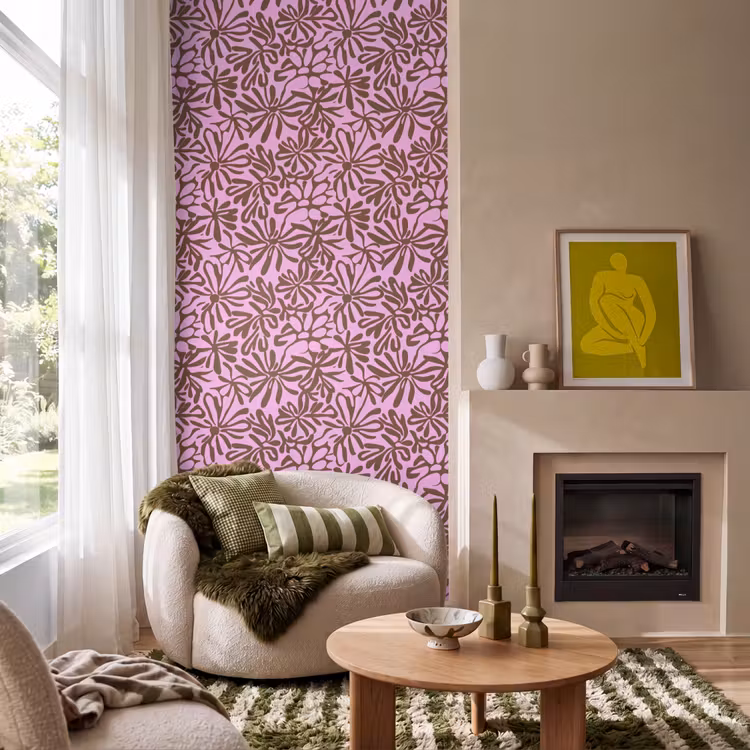 Organisch - Patroon - Roze Behang Vlies klein 1076 -sfeer2