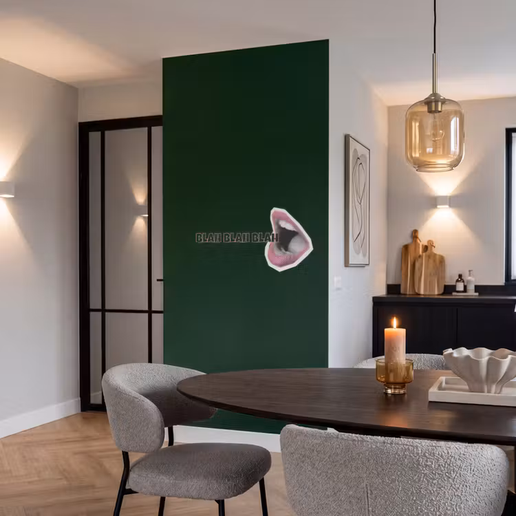 BLAH BLAH BLAH - Mond - Groen Behang Vlies klein -sfeer3
