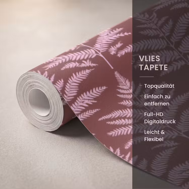 Blad - Patroon - Paars Behang Vlies klein 1076 -USP_closeupDE